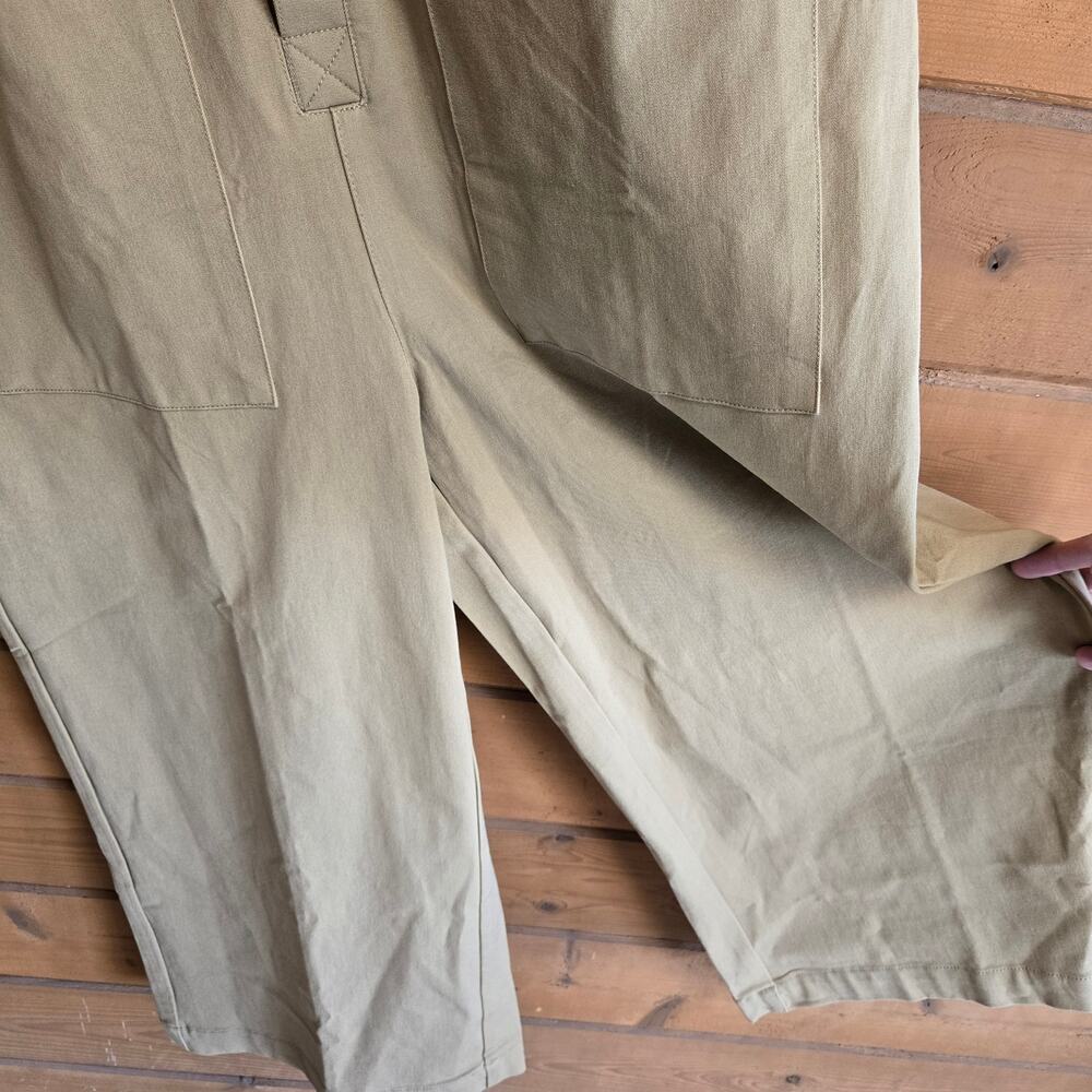 Universal Standard Kate Twill Jumpsuit NWT Vintage Khaki XS 10-12 Snap Boho Top - Picture 6 of 6
